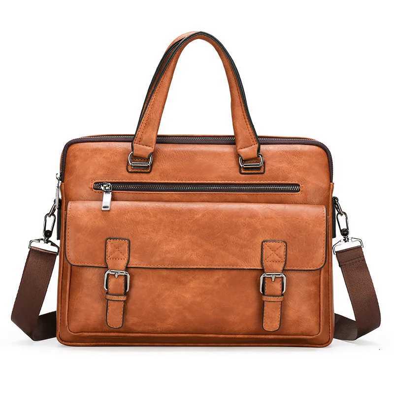 Leather Messenger Bag Multi-compartment Laptop Crossbody Bag Business Handbag Genuine Leather Mens Briefcase For Tech Carrying Z251208