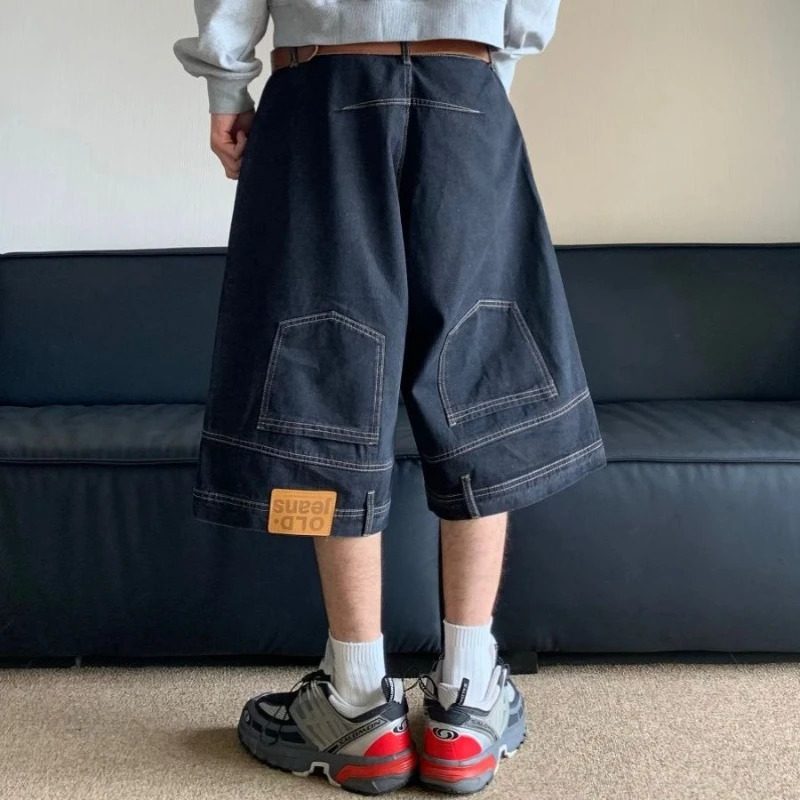 American Vintage Denim Shorts Men High Street Loose Wide Leg Niche Pants Fashion Casual Versatile Short Jeans Male and Female 251205