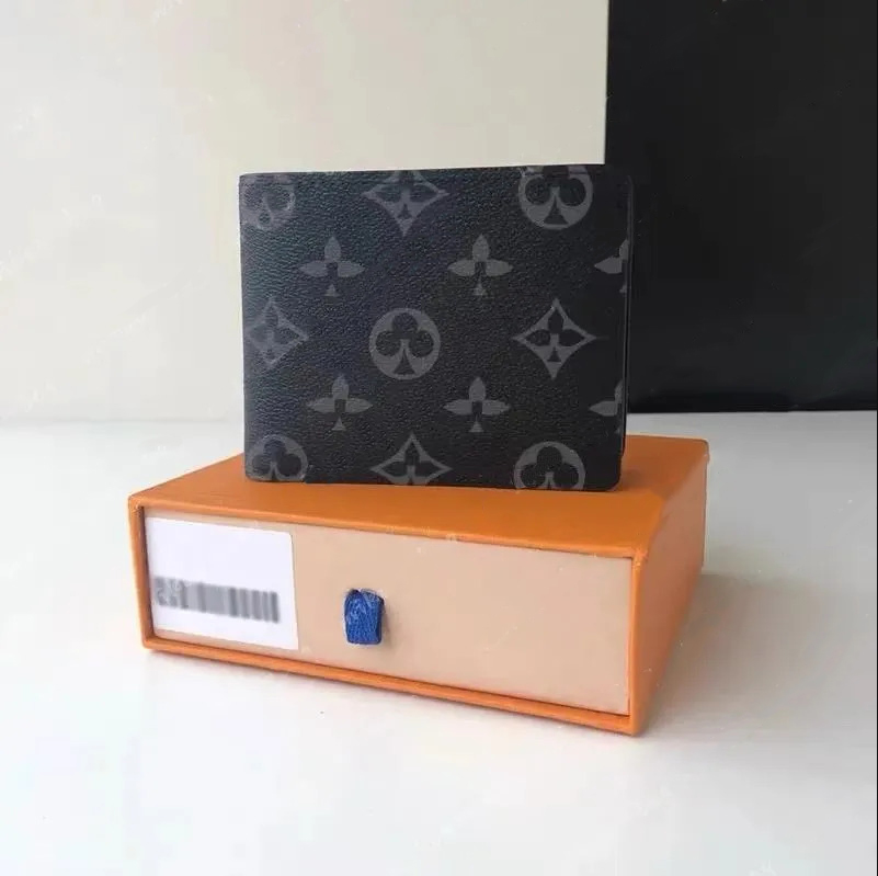 5A top quality Designers Men plaid wallets designer purses luxury leather short wallet Card Holder Embossed black wallets classic pocket Genuine lea