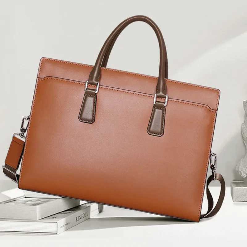 New Handbag Genuine Messenger Luxury Brand Bag Leather Bags Password Lock Laptop Briefcase Top Layer Cowhide Business Mens Bag Z251208