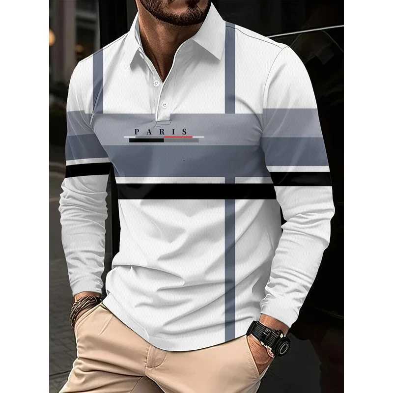 New classic striped printed polo shirt for men long-sleeved autumn casual and comfortable suitable for button polo shirt str W251208