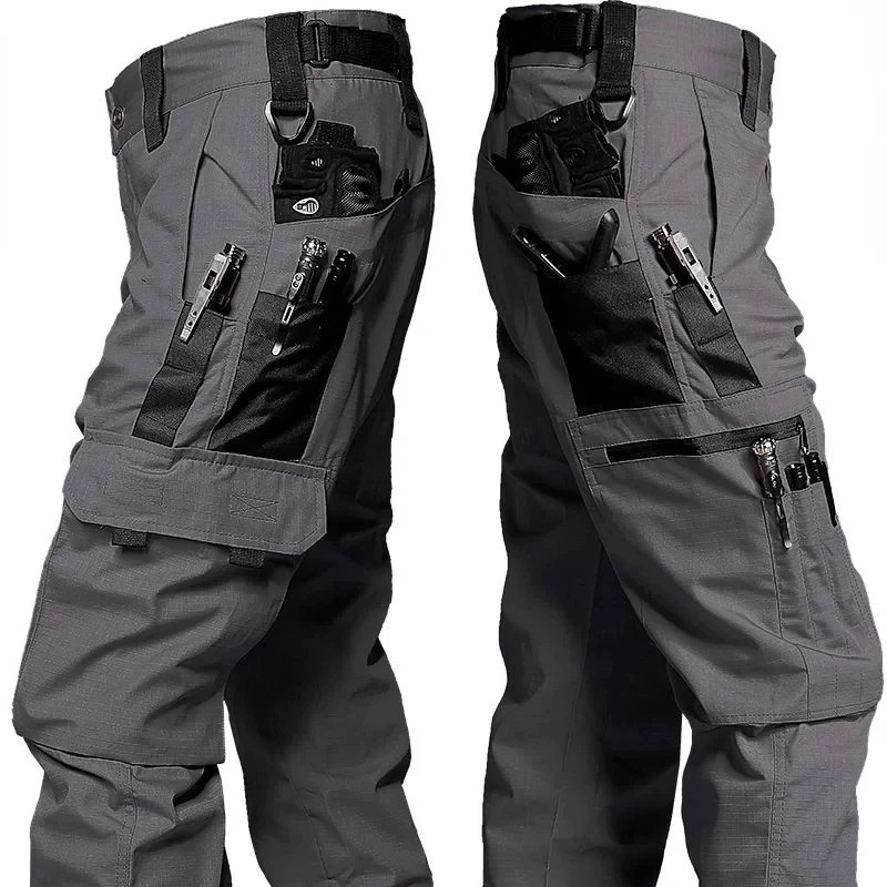 Pantalón de trabajo resistente al desgaste para hombre, pantalones cargo rectos multibolsillos, pantalones tácticos para correr al aire libre, infor