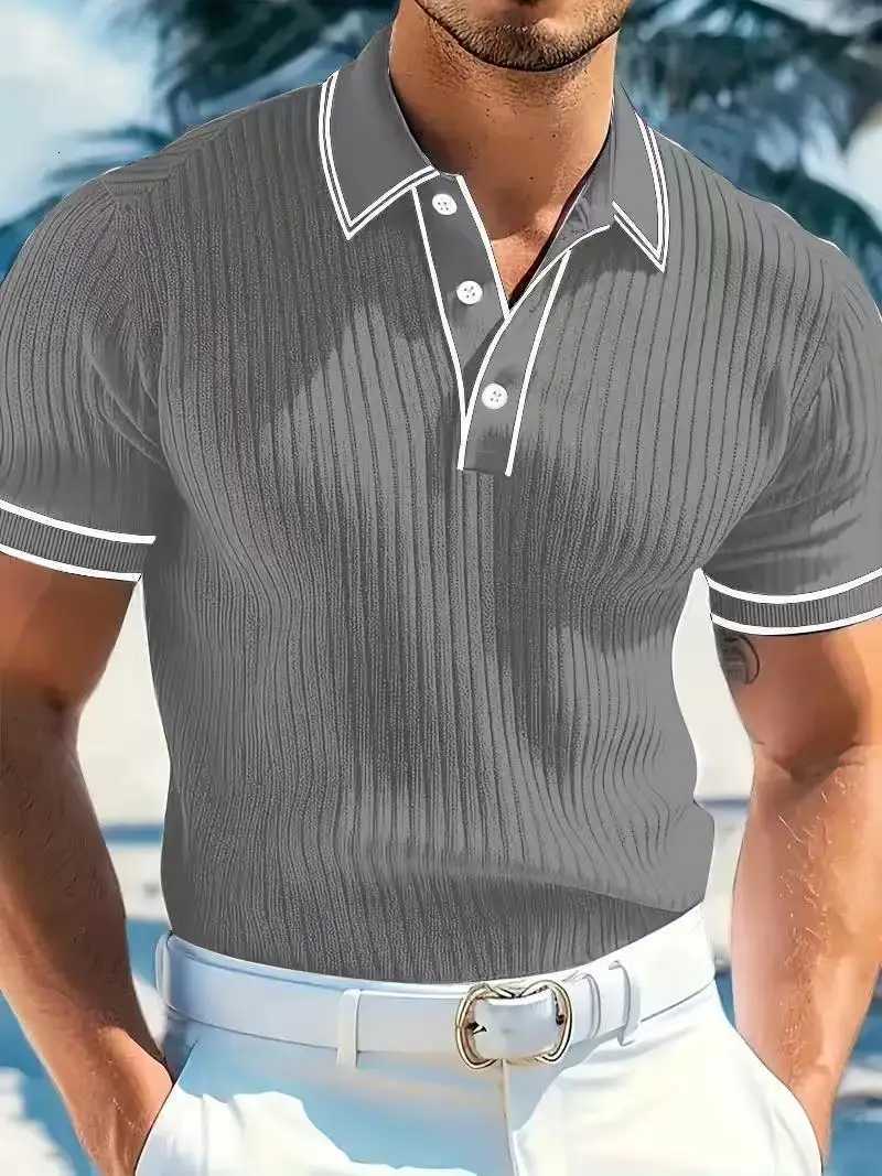 New Spring And Autumn Mens Striped short Sleeve Polo Shirt Slim Fit Collar Multi Color Business And Leisure Versatile Mens Top W251208