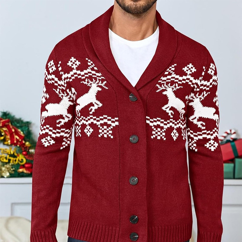 Christmas Sweater Men Autumn Winter Cardigan Mens Sweater Casual knitted Long Sleeve Jumpers Men Pull Homme Christmas Sweater 240912