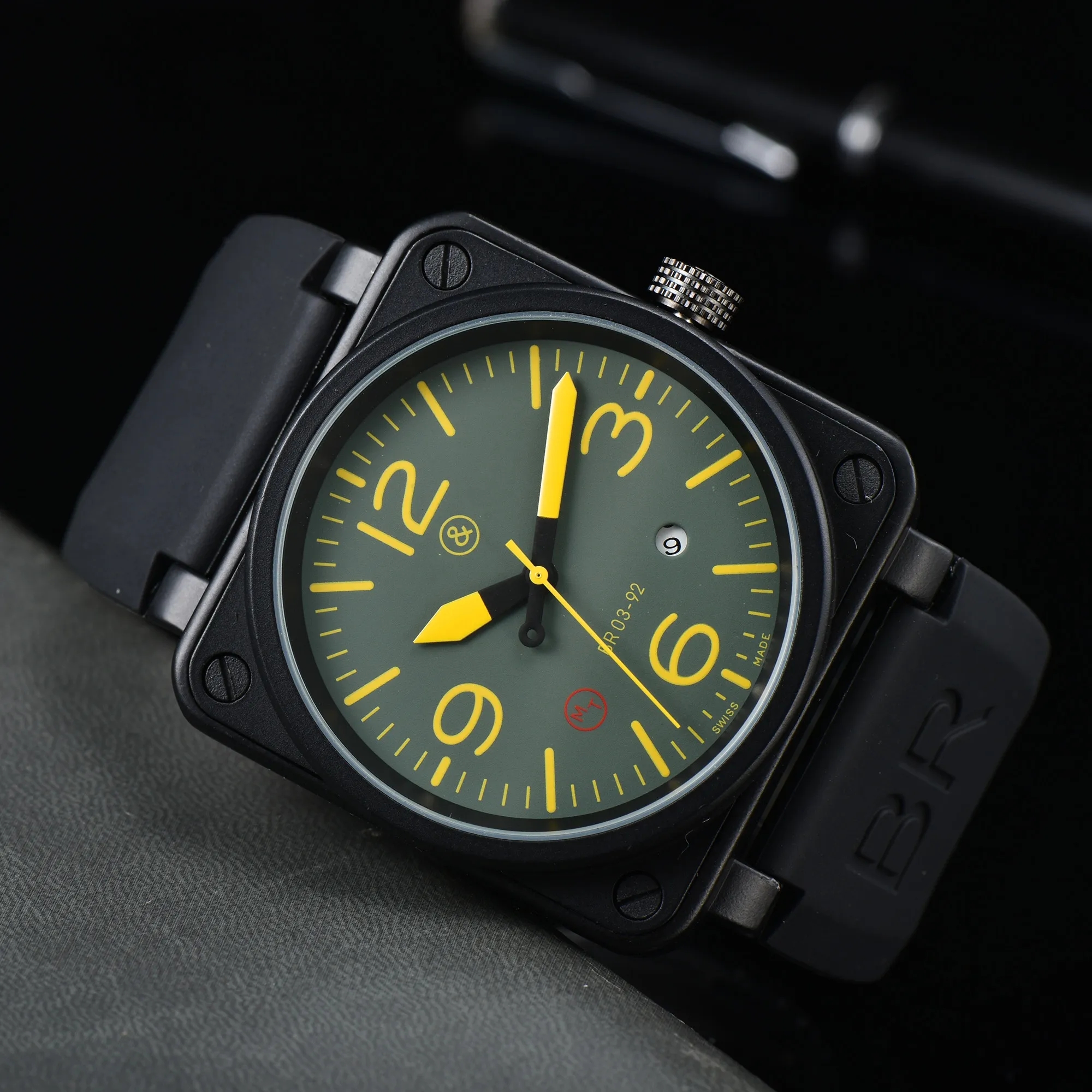 New Top brand BR men's Rose Automatic Mechanical Watch Leather Black Rose Rubber Model 46mm Large Clock Dial Men's Watch
