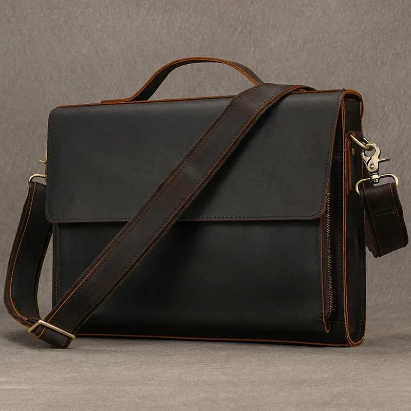 Luufan Genuine Leather Mens Briefcase Bag Fit 14 Laptop Business Handbags Daily Working Tote Cow Leather Male Computer bags Z251208
