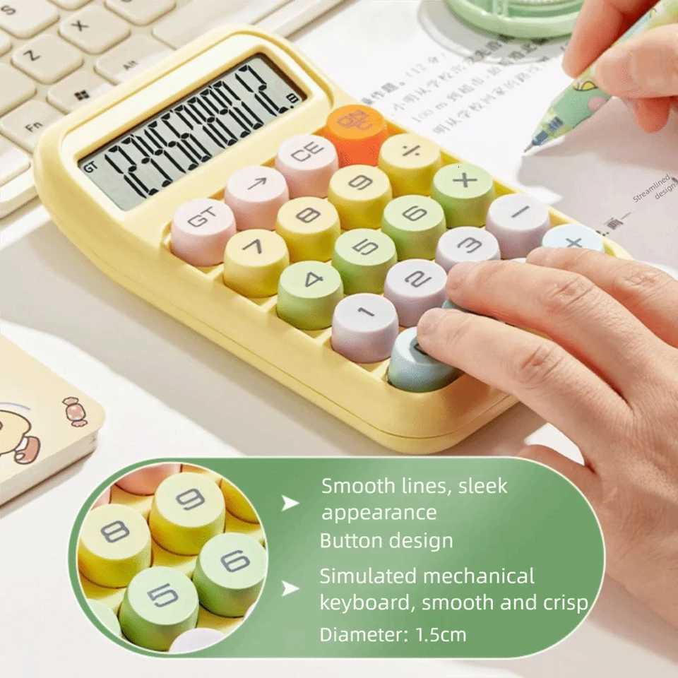 12 Digits Candy Color Calcator Anti-slip Pad Large Screen Arithmetic Calcator Durable Cute Mini Pocket Calcator H251208-image-1087661793