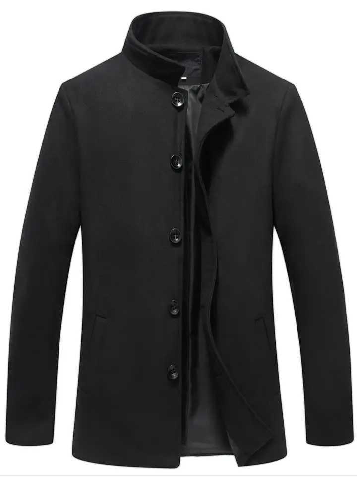 1 PZ Cappotto da uomo in lana a maniche lunghe Cardigan con risvolto con tasche Casual da viaggio d'affari Abbigliamento quotidiano Capispalla per t