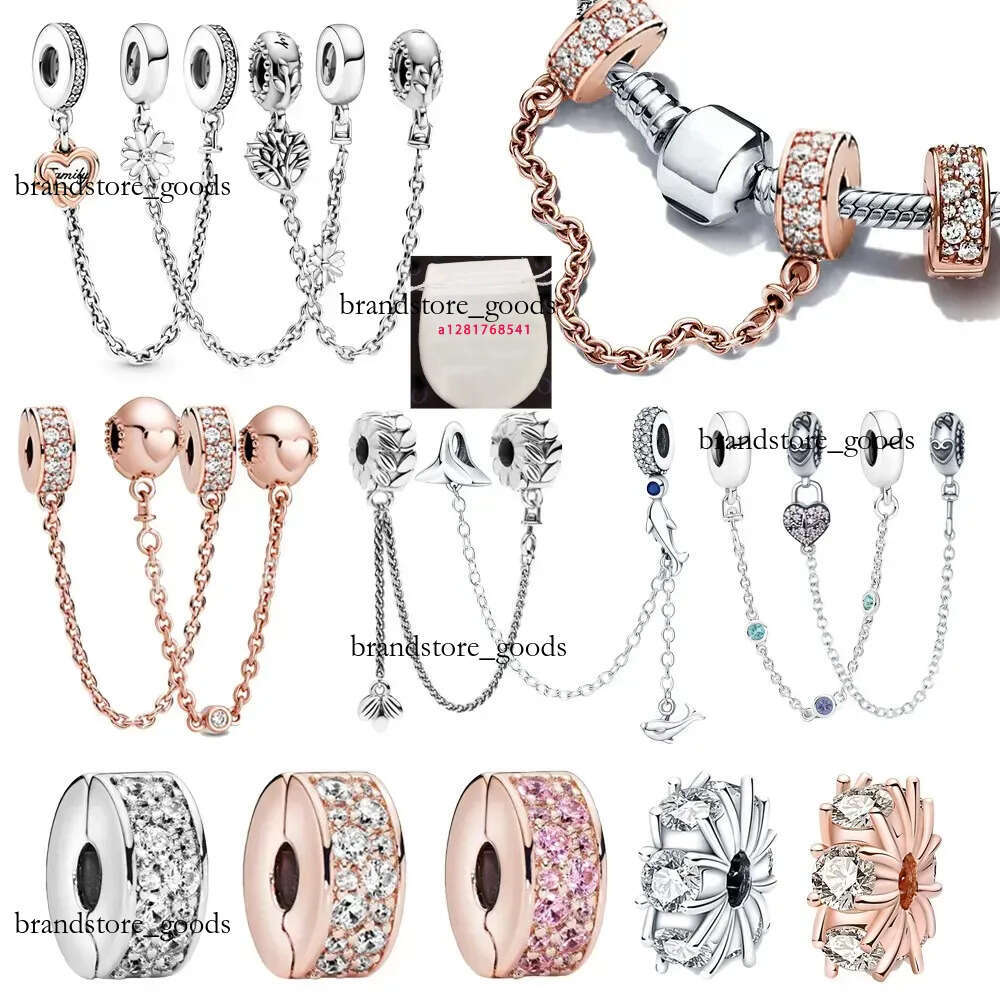 Chaîne de sécurité de créateur, 50 pièces, convient aux bracelets à breloques originaux en argent Sterling 925, chaîne de sécurité 924