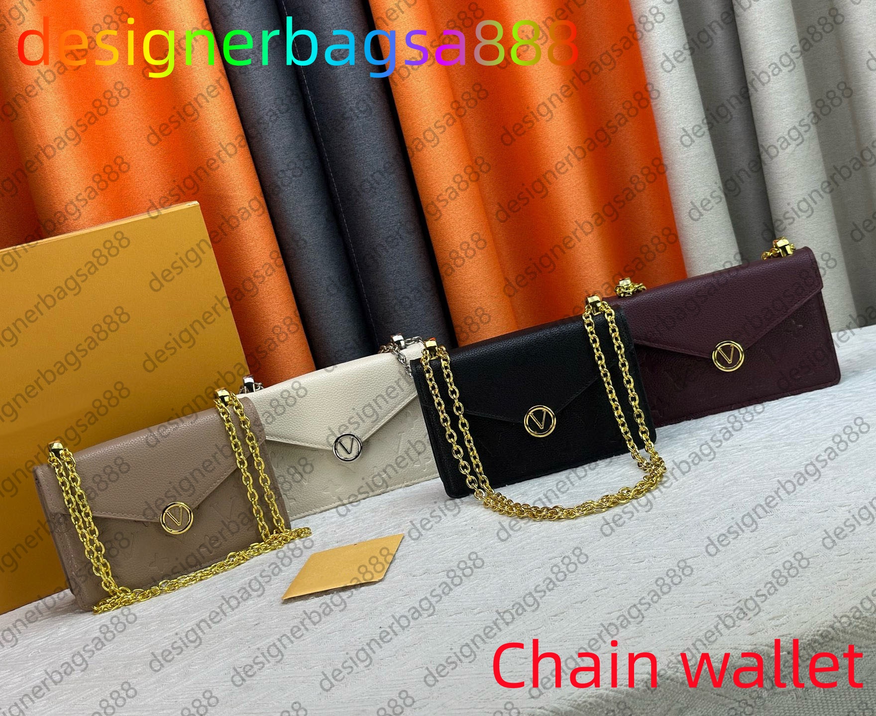 TOP Designer Wallet On Chain Rosy High quality shoulder purse Elegant clutch bag Embossing leather Small crossbody bag 3 card slots Wallet compact w