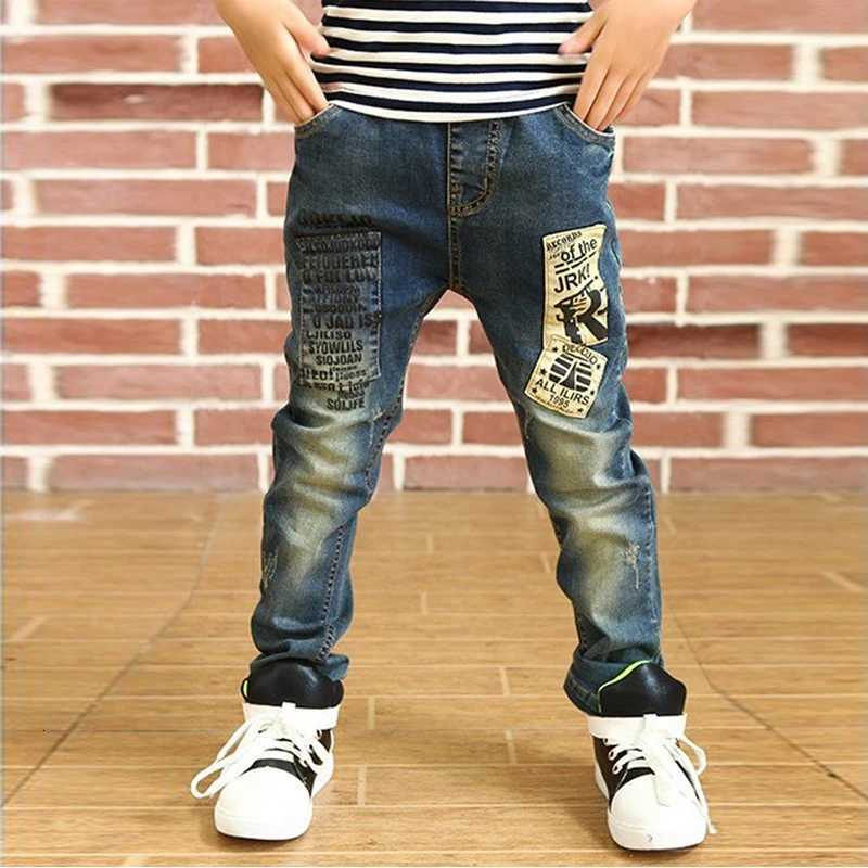 IENENS 5-13Y Boys Slim Straight Jeans Children Denim Long Pants Spring Autumn Wear Kids Casual TrousersT251208