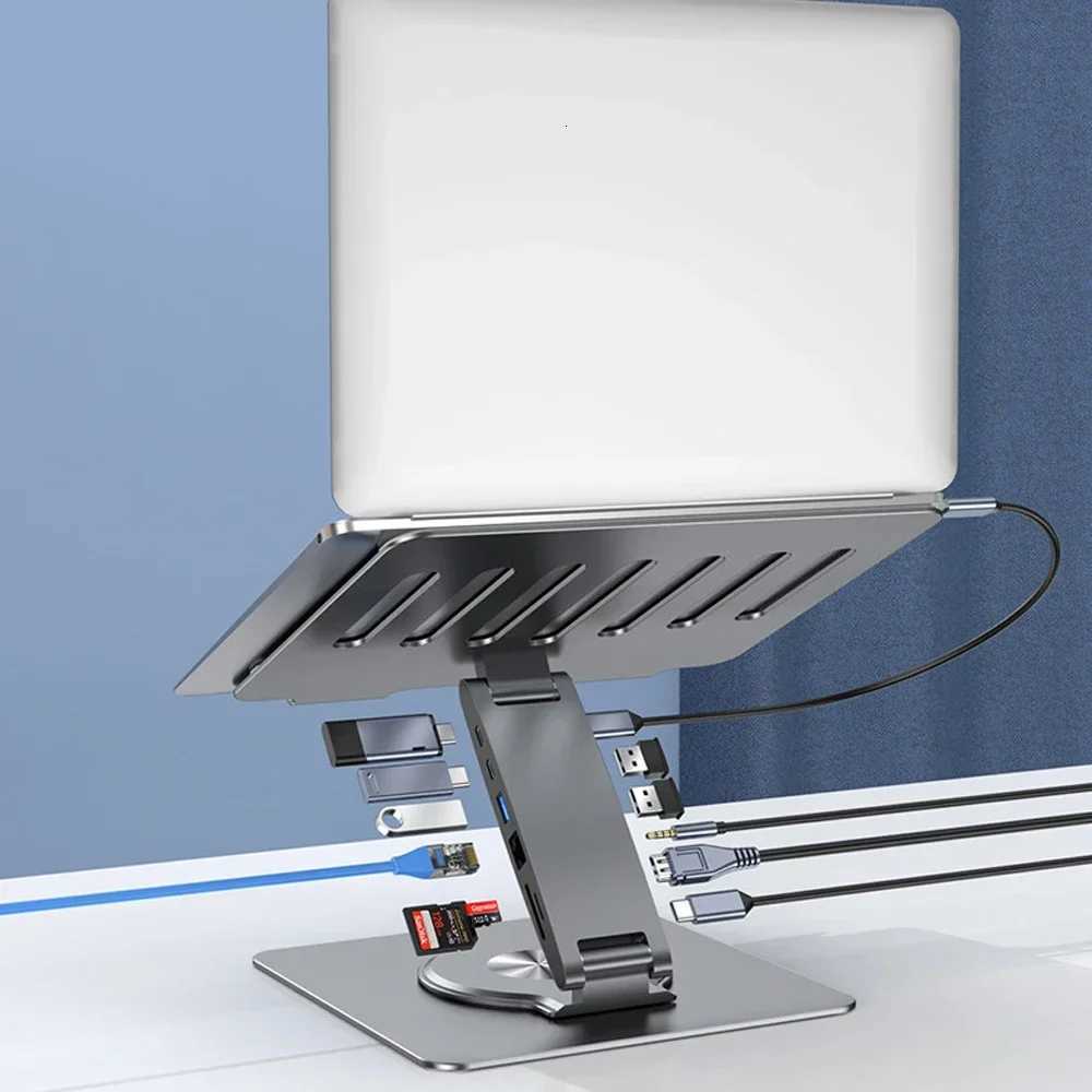 Laptop Stand for Book Pro Air Surface 360 Rotatable Foldable with USB C Hub Universal Laptop Bracket Holder C251208-image-1087683489
