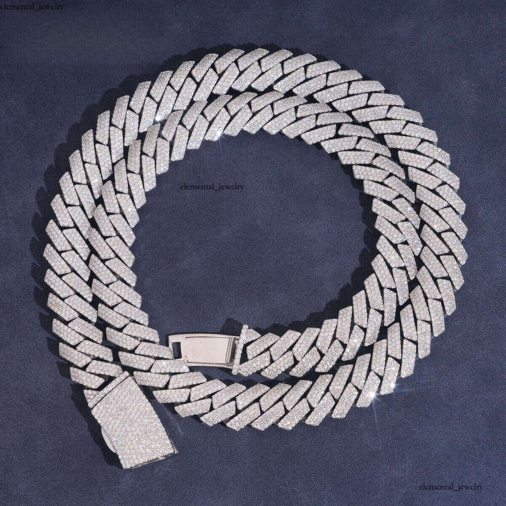 Fine Jewelry Iced Out 15mm Pass Dia Tester Sterling Sier VVS Moissanite Hip Hop Cuban Link Chains