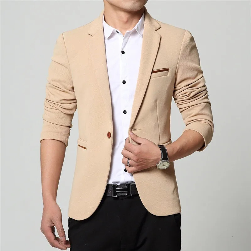 2024 Men Slim fit Fashion Blazer Suit Jacket Black Blue Red Plus size L to 5XL Male Blazers Mens Coat Wedding Dress251205