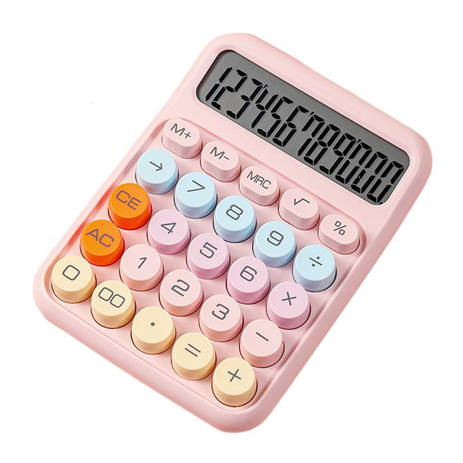 Mechanical Calcator 12 Digit Large LCD Display Big Round Button Cute Candy Colored Calcator Suitable for Off School He H251208-image-1087661719