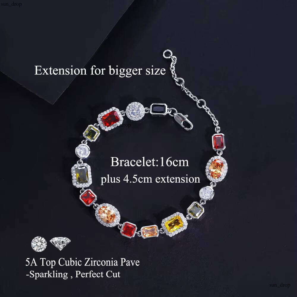 Vintage Style Colorful Straight Pull Multi-Shape Irregular Arrangement Charm 18k Gold Plated Inlaid VVS Moissanite Bracelet for Men and Women
