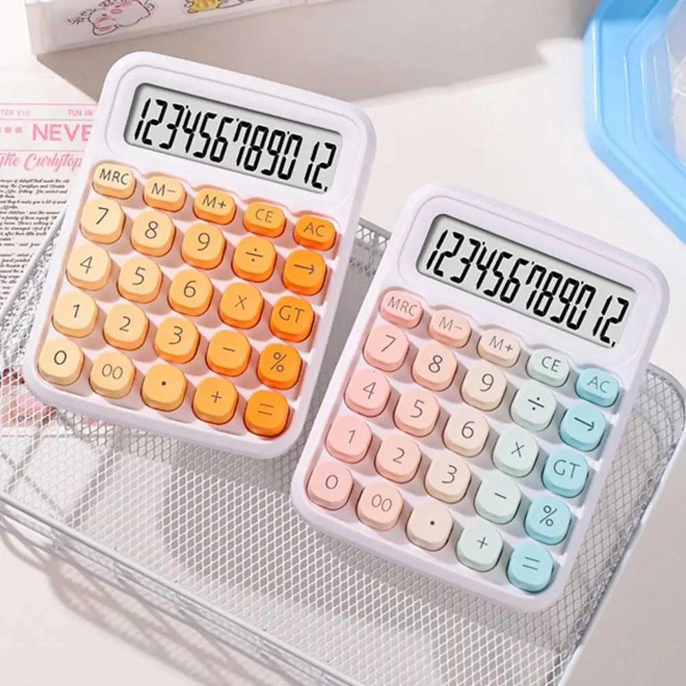 Cute 12 Digits Calcator Large LCD Display Candy Color Desktop Mechanical Calcator Portable Practical Finance Calcator H251208-image-1087661924