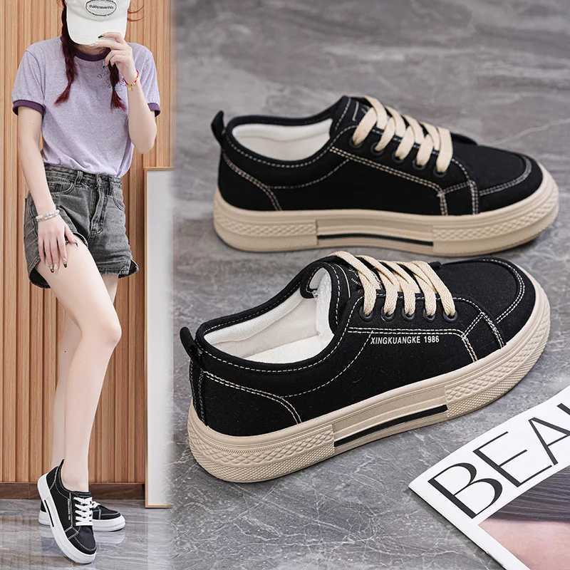 2025 Women Fabric Casual Shoes Trend Spring Autumn All-mah Women Platform Sneakers Simple Breathable Flats Canvas Shoes MujerXJ251208
