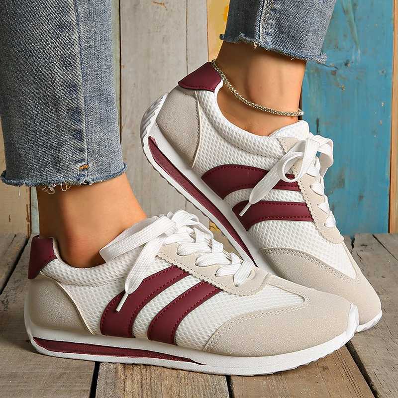 Spring Autumn Pahwork Womens Sneakers 2025 New Striped Platform Spprt Sneakers Women Comfort Plus Size N Slip Running ShoesXJ251208
