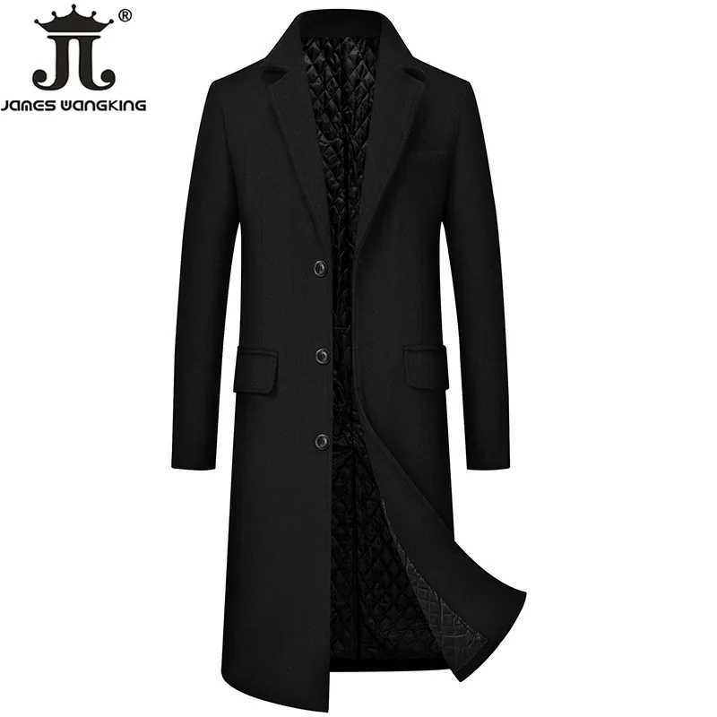 Autumn Winter Mens Woolen Jackets Boutique Wool Blend Overcoat Trench Men X-long Thick Coat Over The Knee Trench Coat M251208