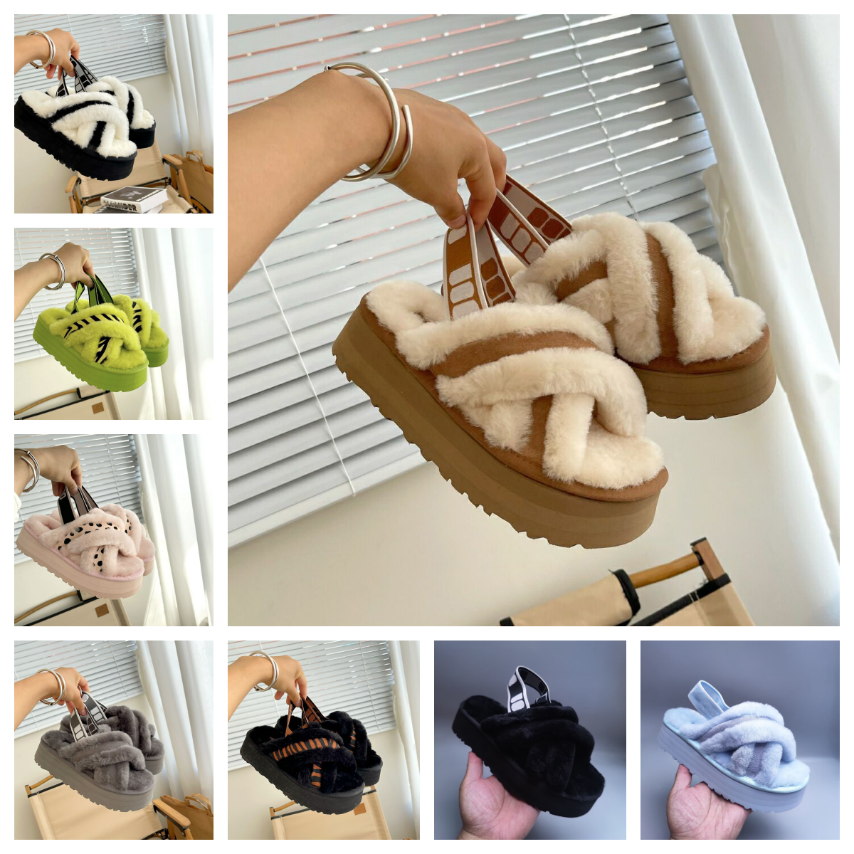 TOP Fluff DISCO Australia Designer Slippers classic fluffy fuzz winter keep warm women sandals thick sole open-toe Rear strap letter slipper daily H