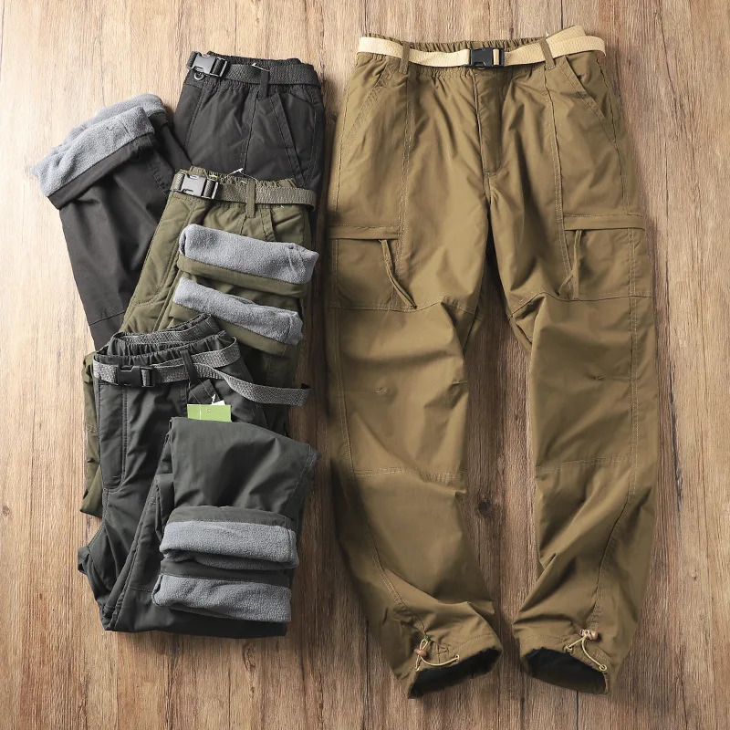 Outdoor Workwear Pants Mens Loose Fce Lined Thi Soft ell Hiking Pants Windproof Waterproof Polyester Fiber Straight Leg 251203