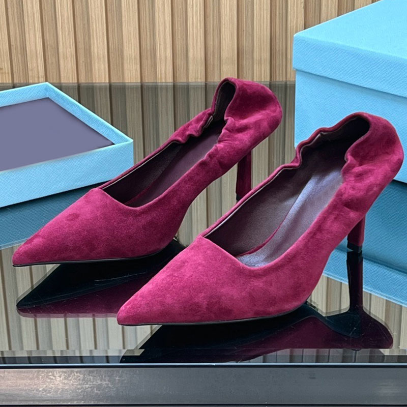 Décolleté in pelle scamosciata 1I188O sandalo a triangolo di design sandali da donna di lusso con tacco alto antiscivolo suola in cuoio resistente a