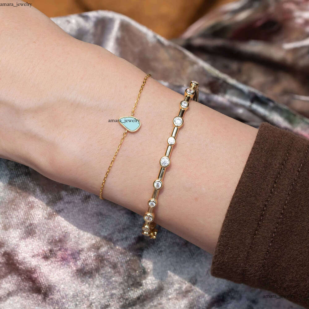 VVS Moissanite 925 Sterling Silver Gold-Plated Women's Jewelry gold Inlaid CZ Bracelet