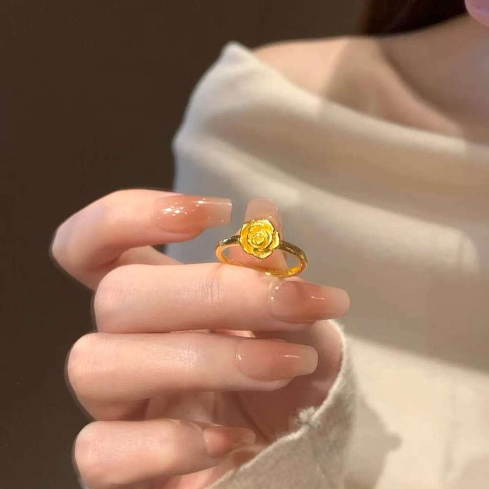 New Forest Style Rose Flower for Women, Niche Design, High-Value Ins Style, High-End Simple Versatile Fashion Ring