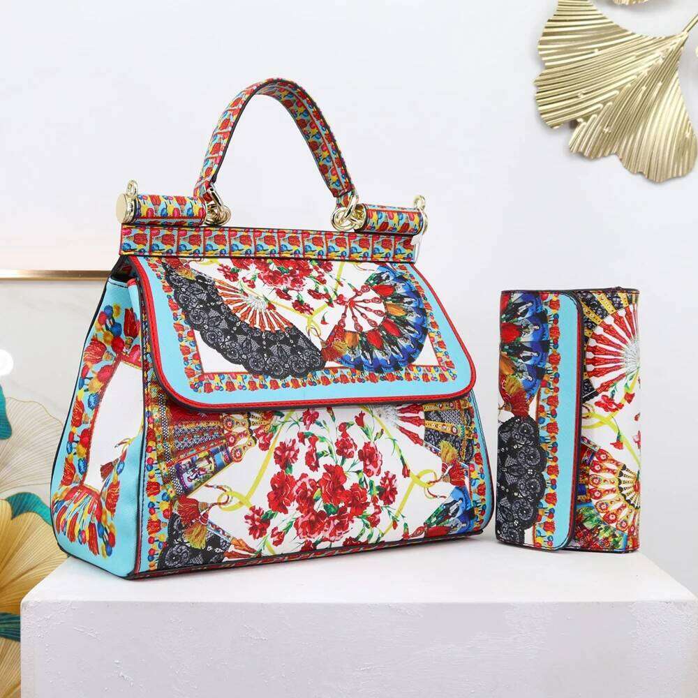 Luxury Women Bags Leather Vintage Painting Art Purse Handbags Girl Shoulder Fashion Cross Body Messenger Bag Female Totes