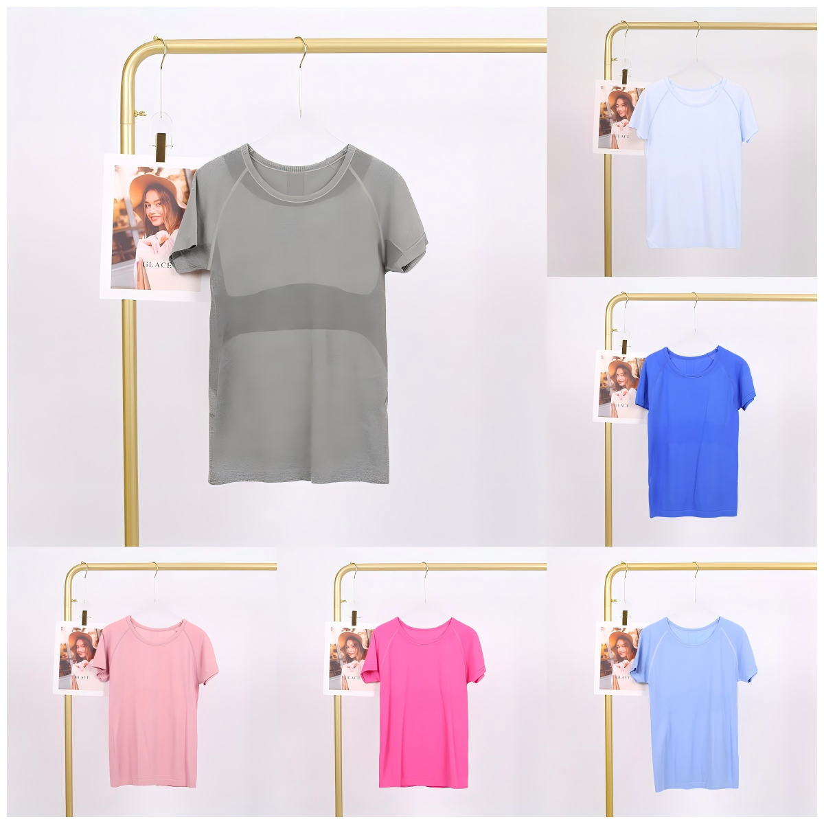 20 colors woman yoga T-shirt 1.0 short-sleeved 1.0 long-sleeved breathable quick-drying round leading step fitness tight-fitting suit gym set T-shir
