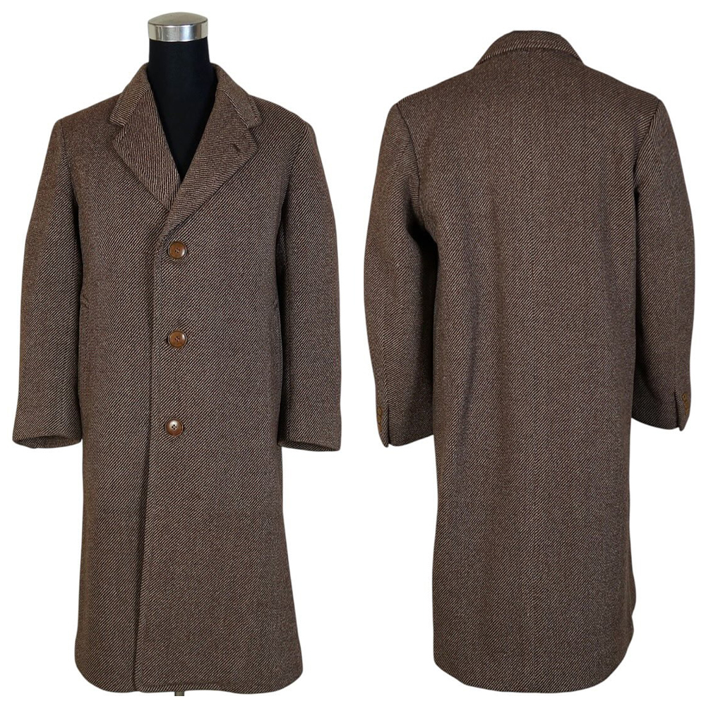 Customized Mens Long Woolen Tweed Warm Coat Single Breasted Office Casual Winbreaker Long Jacket Formal Business Wear One Piece