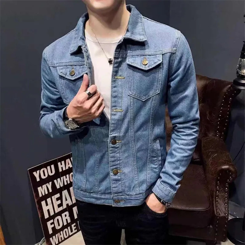 Denim Jacket Men Cool Boys Autumn 5XL 4XL Fit Black Blue Jeans Coat Motor Long Sleeve Plus Size Cowboy Short Clothes 251129