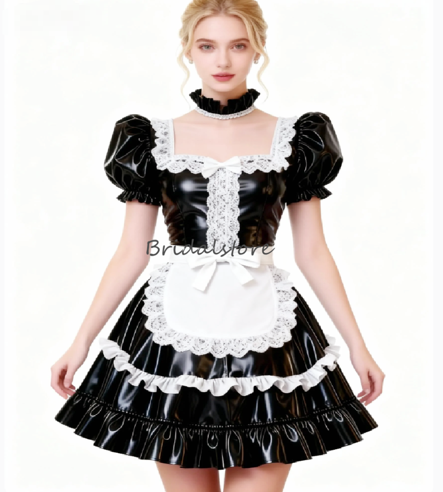 Costume fantasia cameriera vestito con grembiule elegante linea A mini abito da sera corto regina dei vampiri abito da ballo cosplay abito da festa