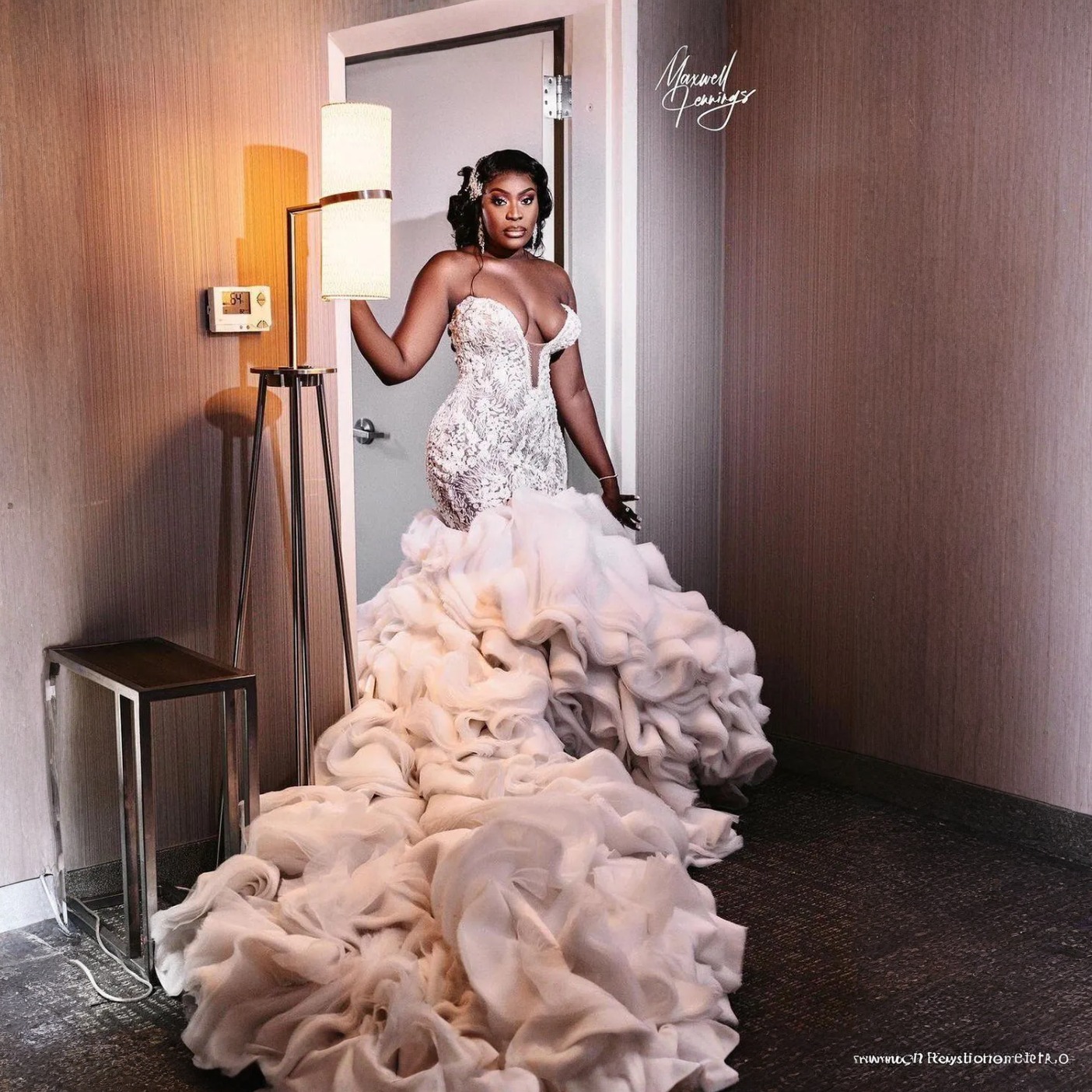 Luxury Mermaid Wedding Dresses Heavy Ruffles Bridal Gown Lace Applique Beaded Illusion Sleeveless Chapel Train Custom Made Bride vestido de novia 12