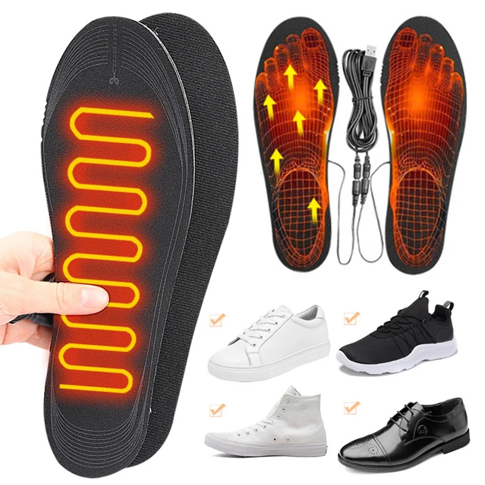 USB Heated Shoe Insoles Electric Heated Shoes Pad Cuttable Electric Heated Insoles Washable for Winter Camping Fishing 251204