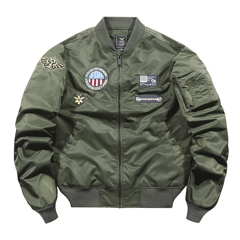 2025 Man Bomber Jacket Autumn Winter Streetwear Embroidery Long Sleeve Zipper Male Outerwear Windproof Loose Men Pilot Coat 251129