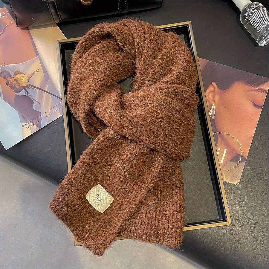 1Pc Premium Fashionable Versatile - Egg Wool Neck Warmer, Essential For Autumn And Winter Outings, Simple Solid Color Stylish Scarf