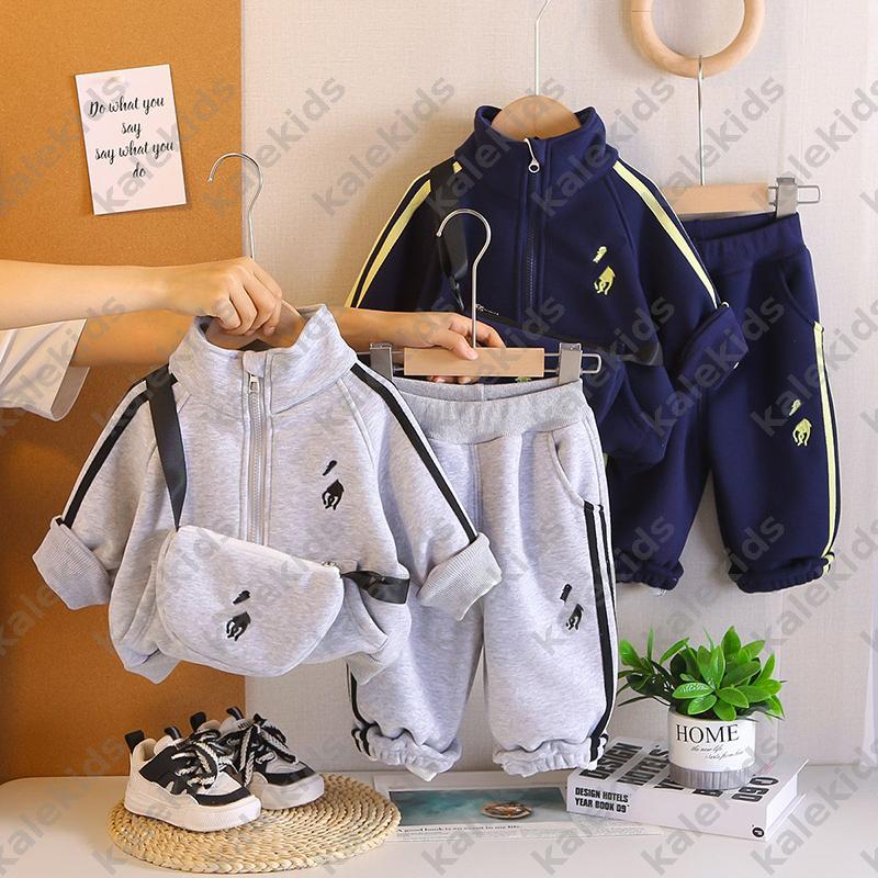 Luxury Children Tracksuit Set With Waist Bag Designer Zipper Jacket Spring Autumn Casual Kids Sportswear Stand Collar Jacket Elastic Waist Casual Pa