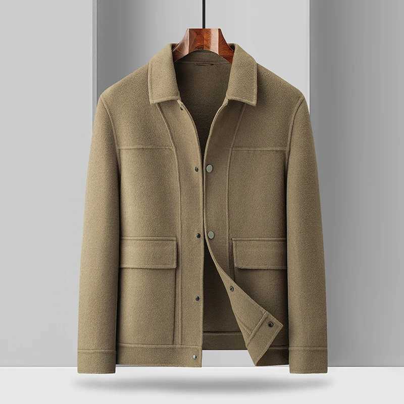 2024 Autumn/Winter New Double sided Woolen Coat High end Fabric Korean Edition Fashion Pure Handmade Woolen Coat Work Style M251208