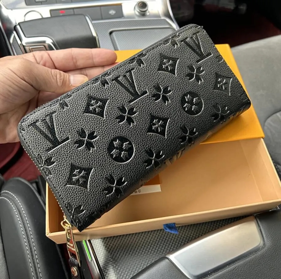 Designer Wallet Luxury Women Long Purse Embossed Flower Letters Wallets Credit Card Holders Ladies Plaid Money Clutch Purses Bags with Box DustBag