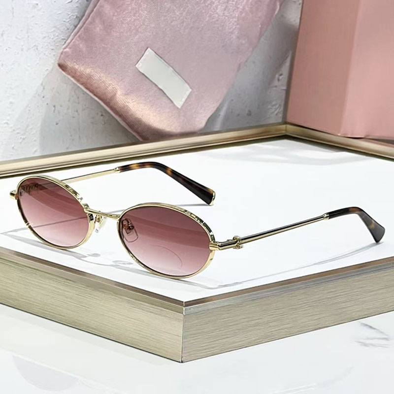 New Spring Summer Oval Sunglasses SMUA57S Metal framed womens Y2K sunglasses Red gradient lens Beach Fashion Party Sunglasses Design Niu Legs