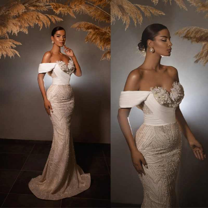 Abito da sposa a sirena scintillante con gonna lunga monospalla Abiti da festa di nozze in Arabia Saudita Compleanno con perline personalizzato