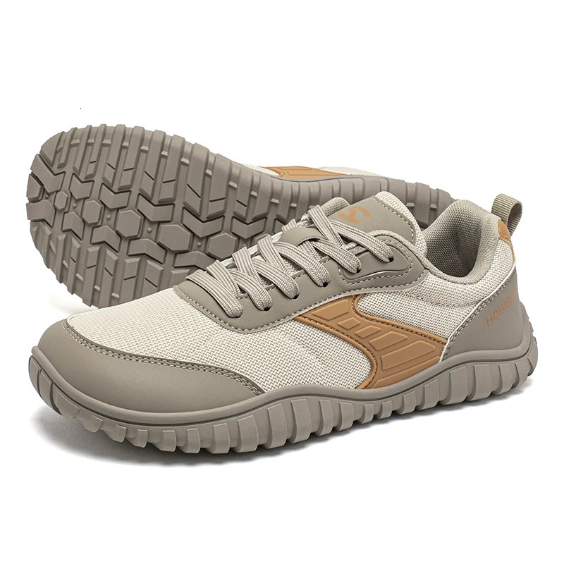 HOBIBEAR Wide Toe Running Shoes Unisex Minimalist Artificial Leather Walking Sneakers Lace Up Lightweight Breathable Shoes 251204