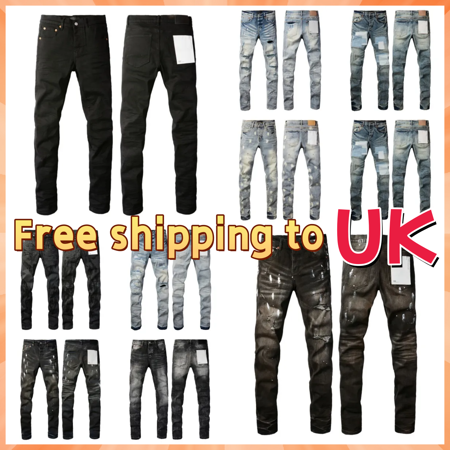 jeans mens designer shorts pants designer jeans for mens High-end Quality Straight blue Retro Streetwear Casual motorcycle Sweatpants Joggers purple