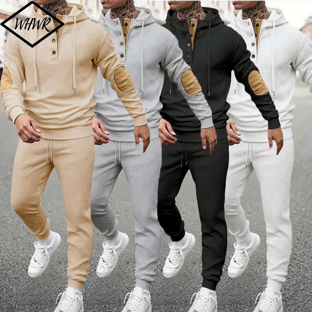 Fashion Tracksuit for Men Hooded Sweatshirt and Sweatpants Two Pieces Suits Male Casual Fitness Jogging Sports Sets Streetwear 251203