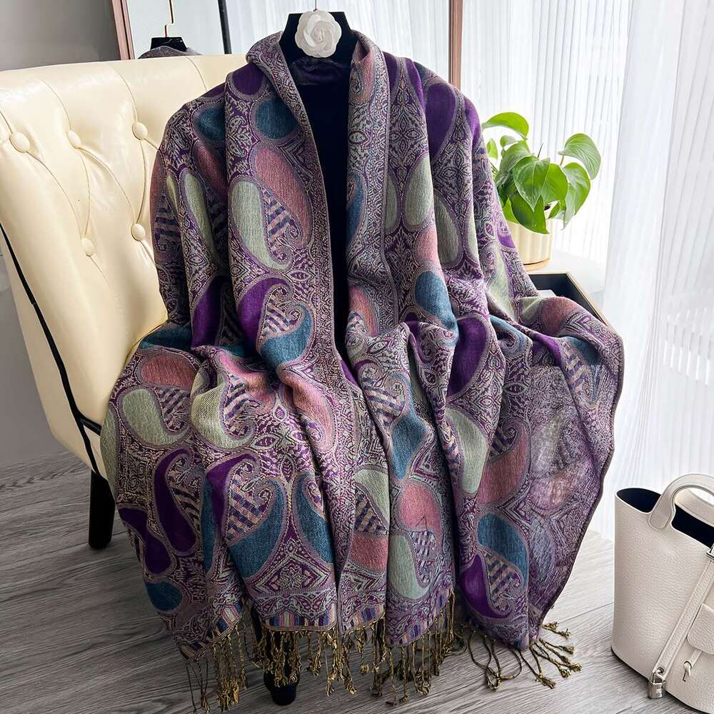 Women's Elegant Large Scarf - Soft Warm Winter Wrap With Fringe Trim, Bohemian Islamic Hijab & Shawl For Everyday, Formal Events, Travel, Offic
