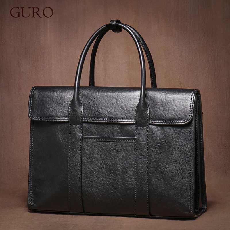 GURO Luxury Genuine Leather Handbag Men Higher Quality Natural Cowhide Executive Briefcase Daily Business Office File Laptop Bag Z251208