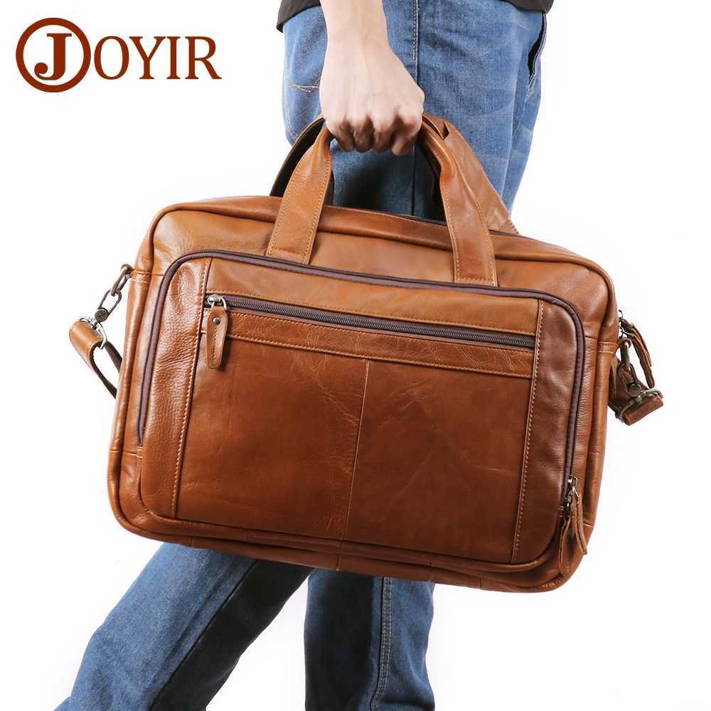 JOYIR Mens Briefcases Genuine Leather 156 17 Laptop Bag Large Capacity Business Messenger Bags Office Shoulder Bag Handbag Z251208