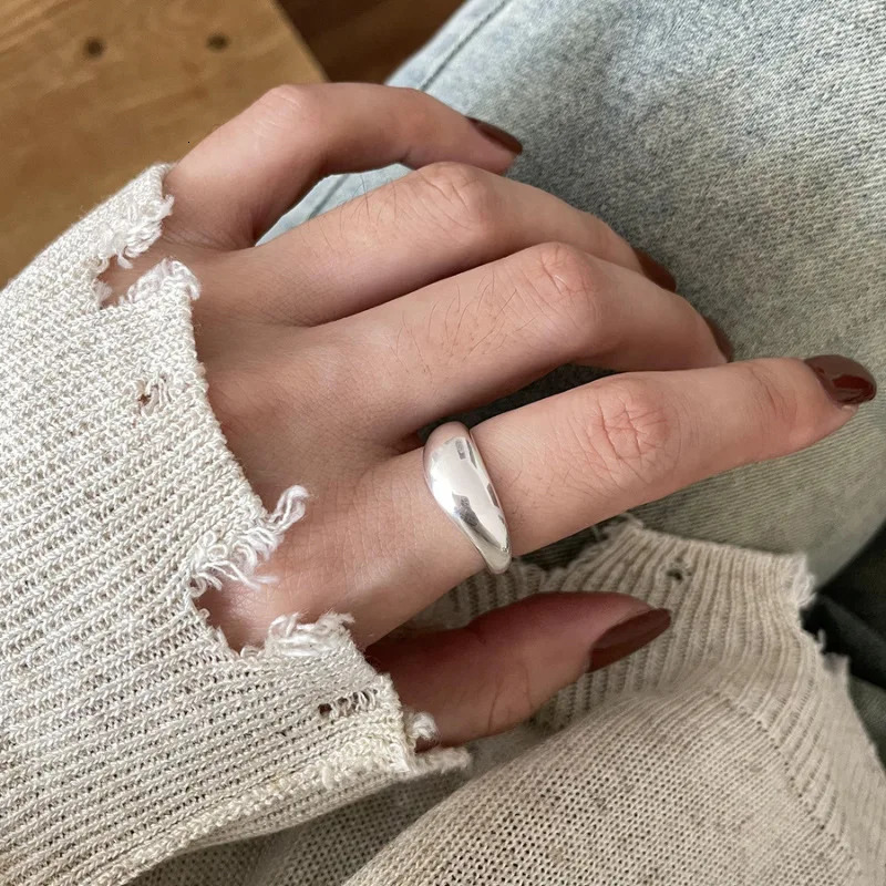 925 Sterling Silver Irregular Stackable Rings For Women Vintage Quality Jewelry Accessories Wholesale Jewellery Allergy 251202